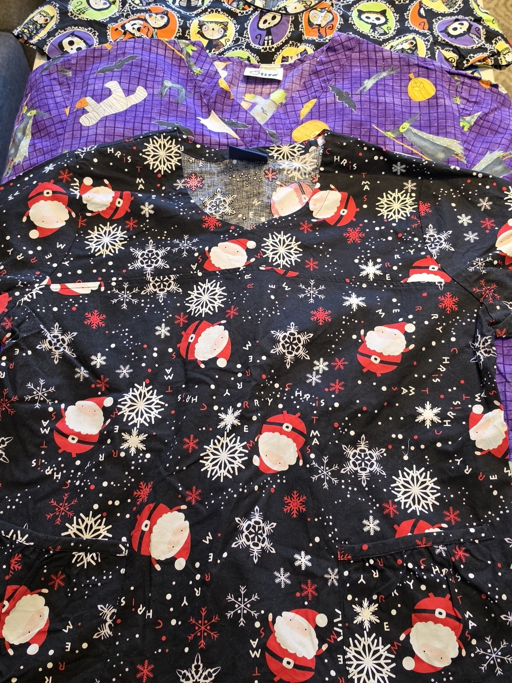 Womens Holiday Scrub Tops